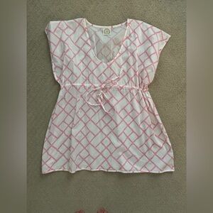 The Beaufort Bonnet Company Pink and White Swim Coverup